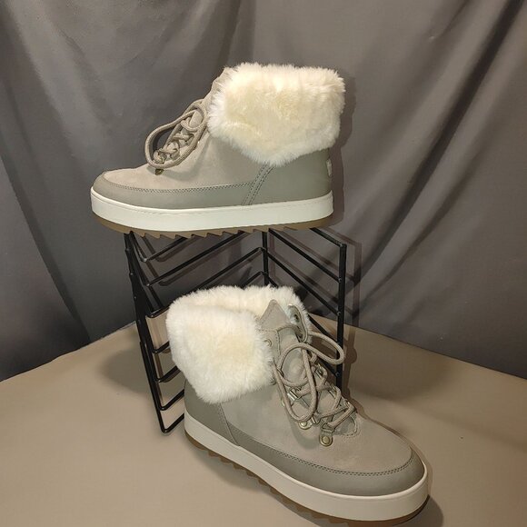 UGG Womens Winter Boots Size 9 Koolaburra Faux Fur Lined Beige  White - Picture 6 of 8